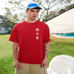 Men's Red Toxic Typography Oversized T-shirt - Image 2
