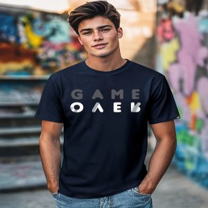 Men's Blue Game Over Minimal Typography T-shirt