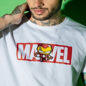 Men's White Marvel Ironman Graphic Printed T-shirt - Image 3