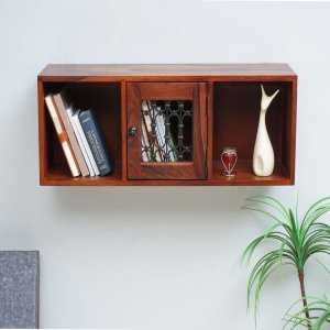 Wooden Wall Shelve One Door - Maple Finish
